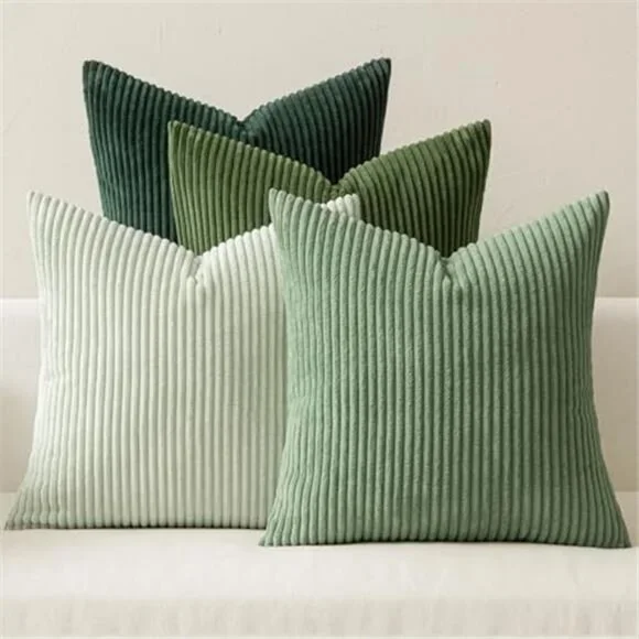 Farmhouse Sage Green Throw Pillow Covers 18x18 Inch Set of 4 NO INSERT - Picture 1 of 6